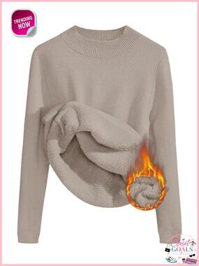 Fleece Sherpa Lined Turtleneck Pullover Sweater Winter